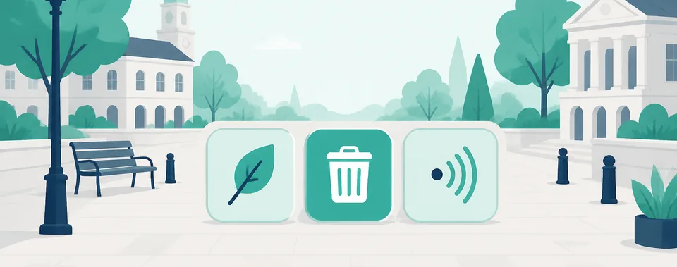 Stylised illustration of someone choosing a category for a local public-space concern